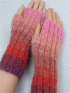 Rainbow Fingerless Gloves in Kid Merino