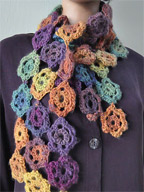 Crocheted Flower Scarf in Mochi Plus