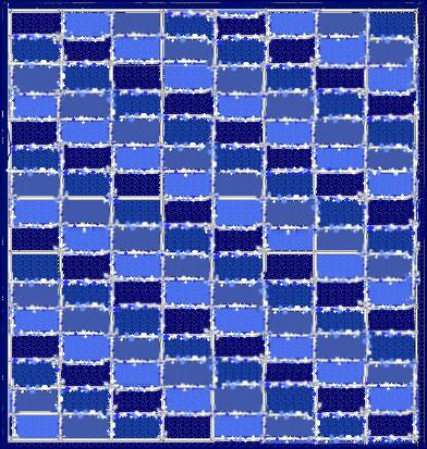 Jeans quilt Brick layout with seams outside